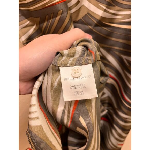 Veronica Beard 100% Silk shift dress in Khaki bohemian wave print - Size 2 - Picture 4 of 4